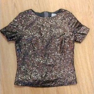 PURE COLLECTION- Copper Sequin Lined Blouse Size 2